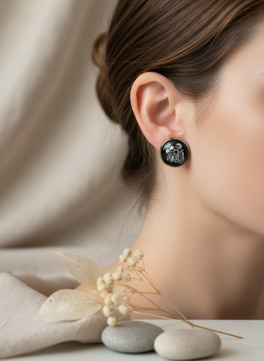Cabochon Mystical Earring with Skull