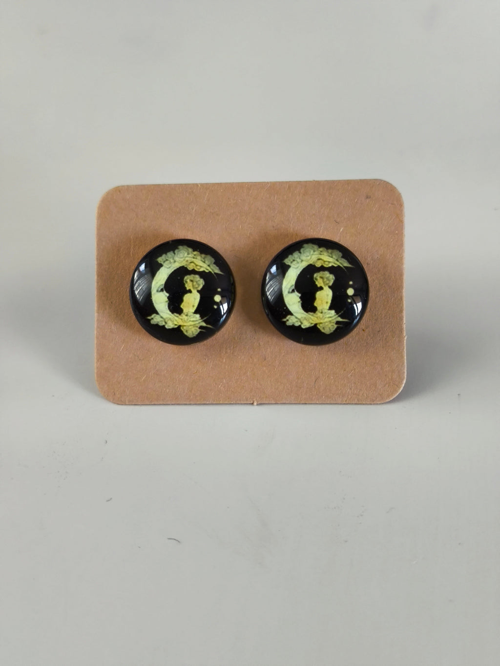 Cabochon Mystical Earring with Sun and Moon