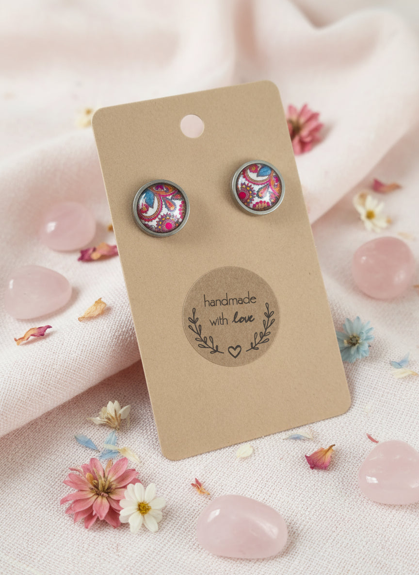 Cabochon Earring with Cactus