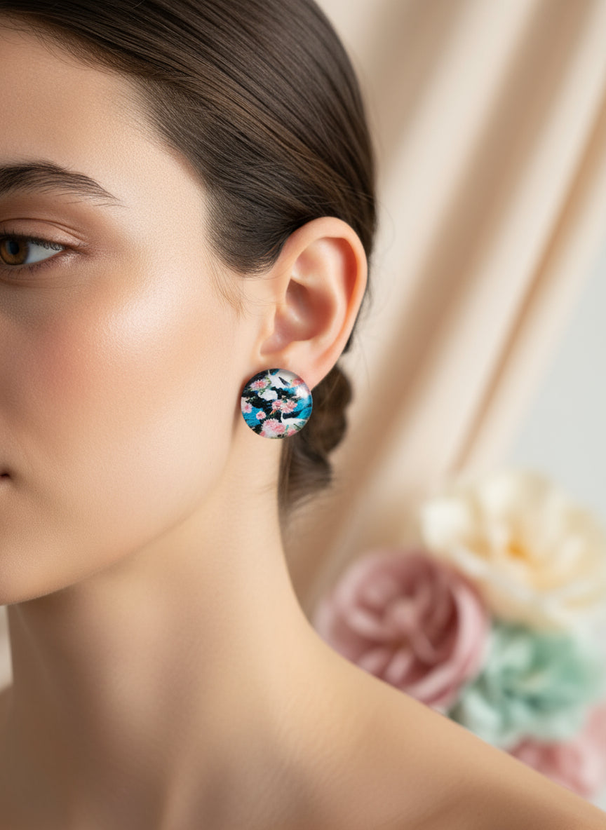 Cabochon Earring with Cactus