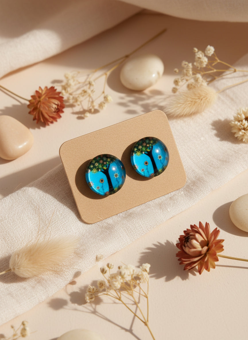 Cabochon Tree of Life Earring