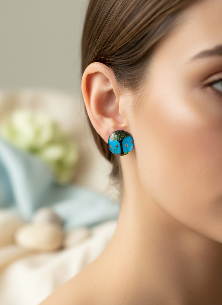 Cabochon Tree of Life Earring