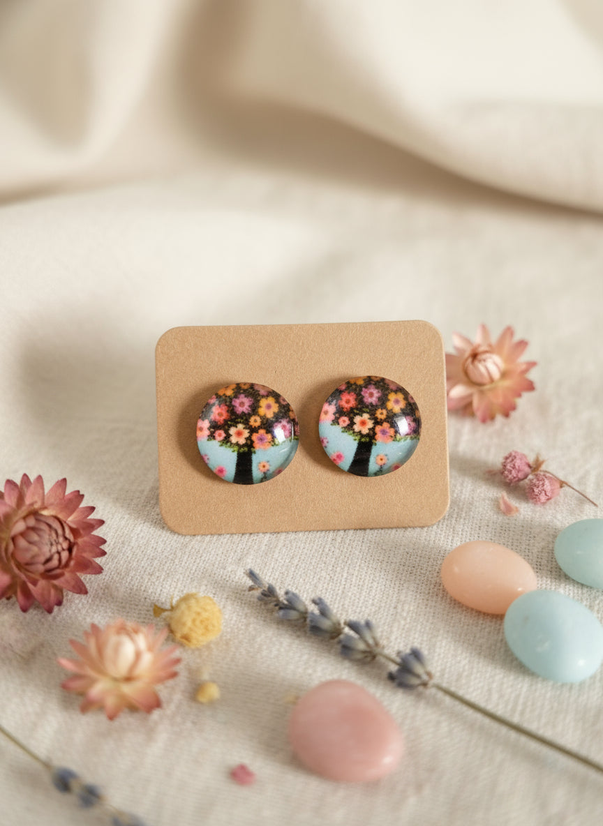 Cabochon Tree of Life Earring