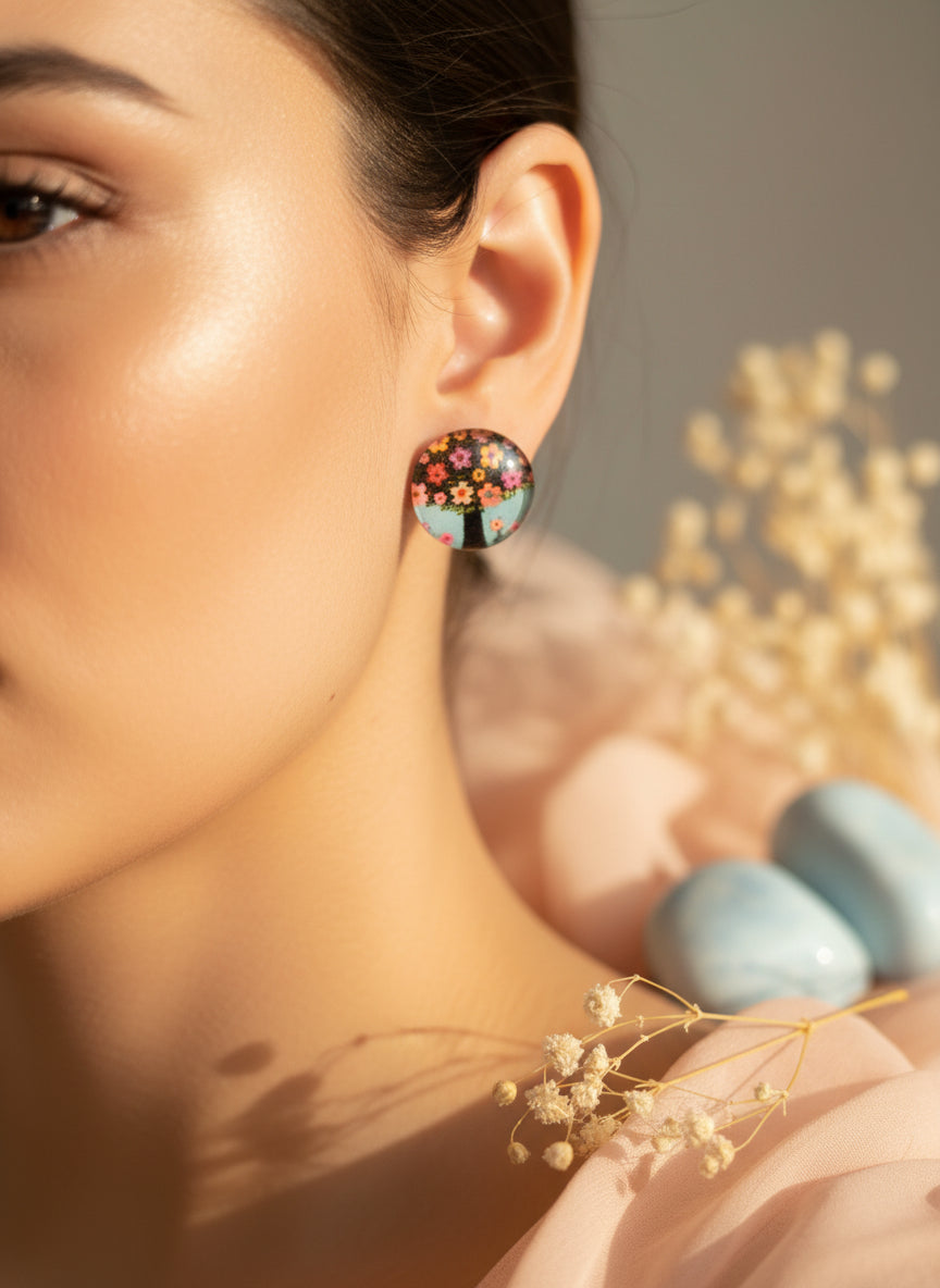 Cabochon Tree of Life Earring