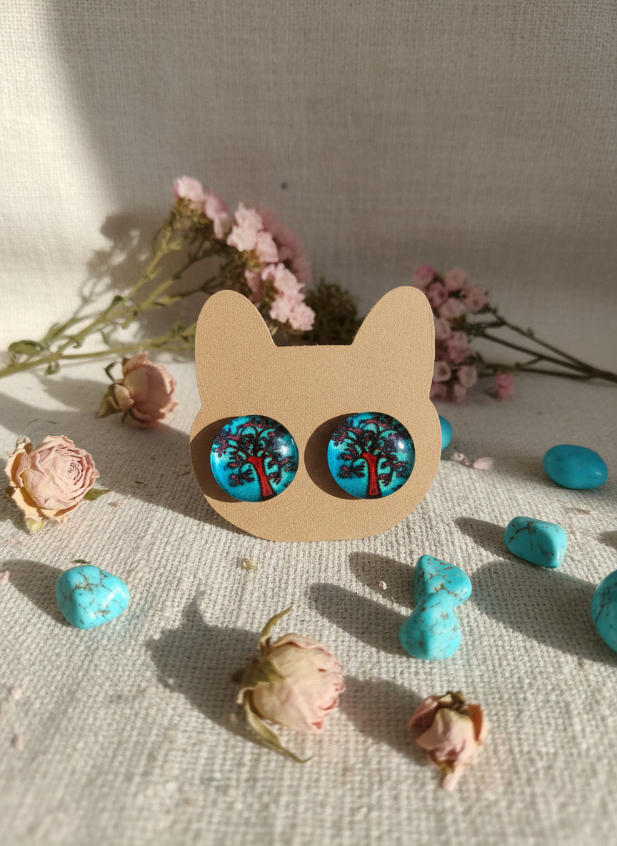 Cabochon Tree of Life Earring