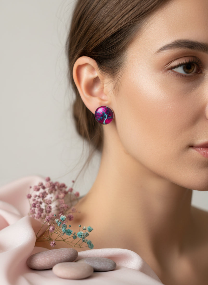 Cabochon Tree of Life Earring