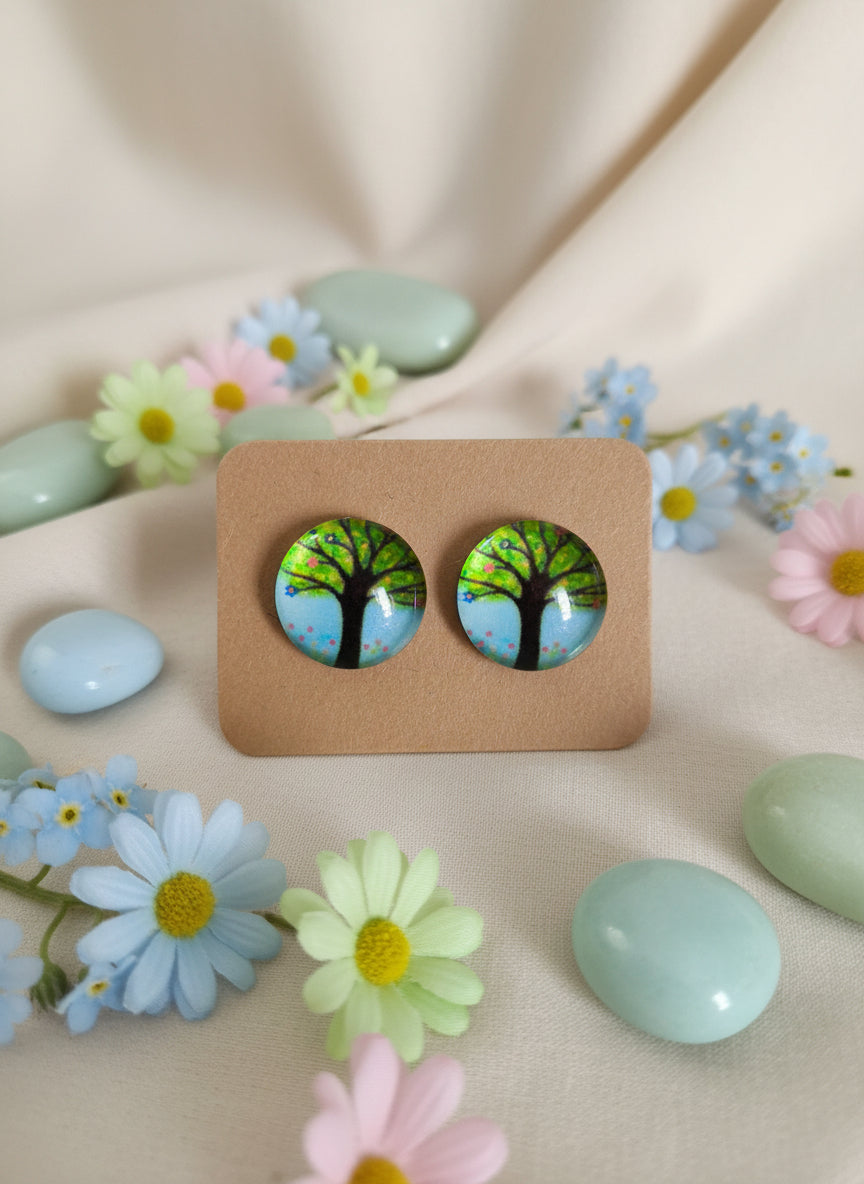 Cabochon Tree of Life Earring