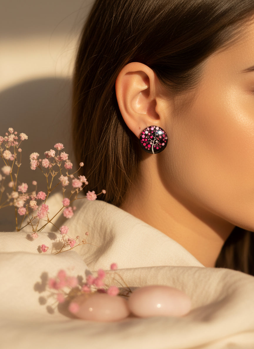 Cabochon Tree of Life Earring