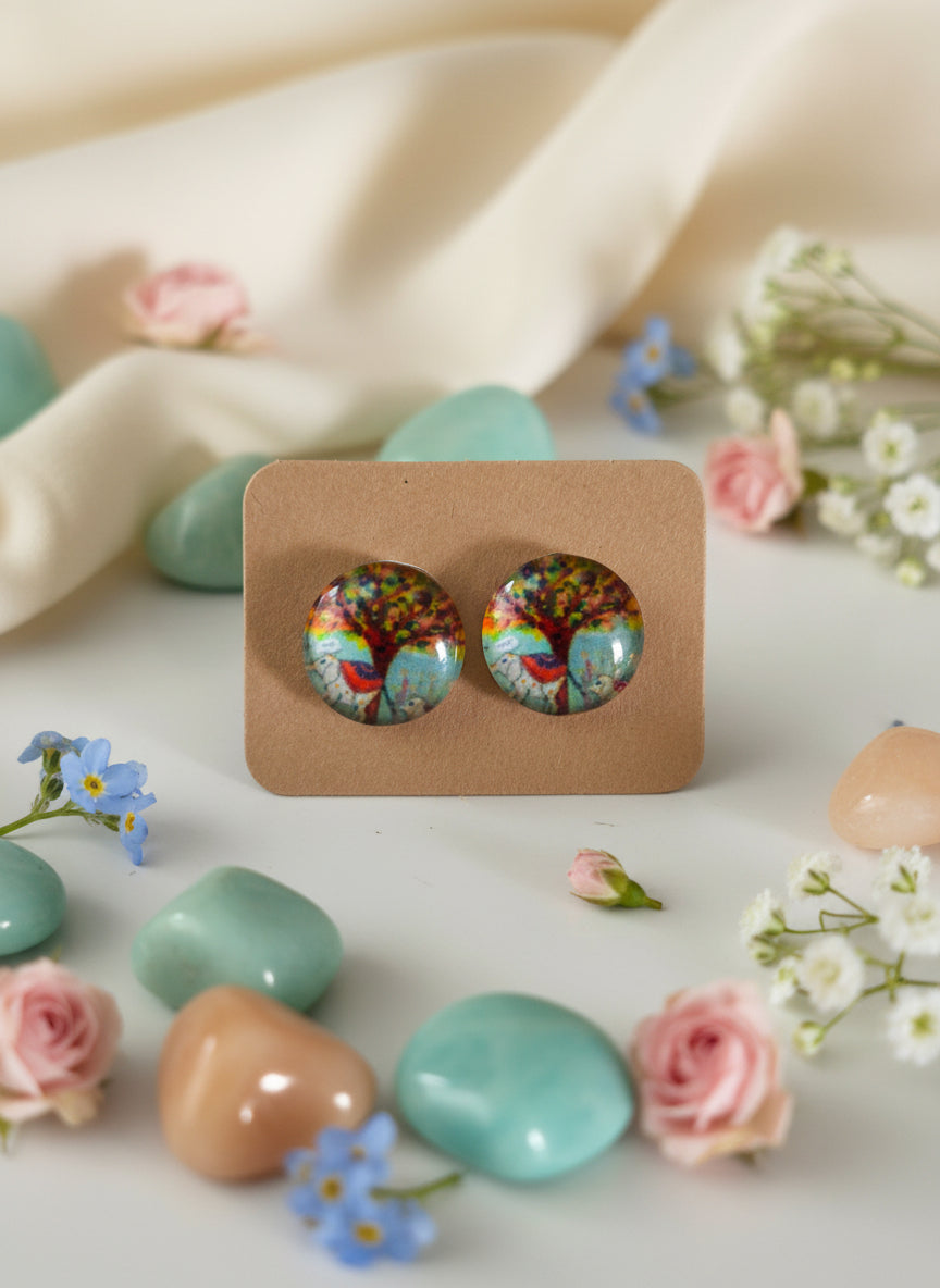 Cabochon Tree of Life Earring