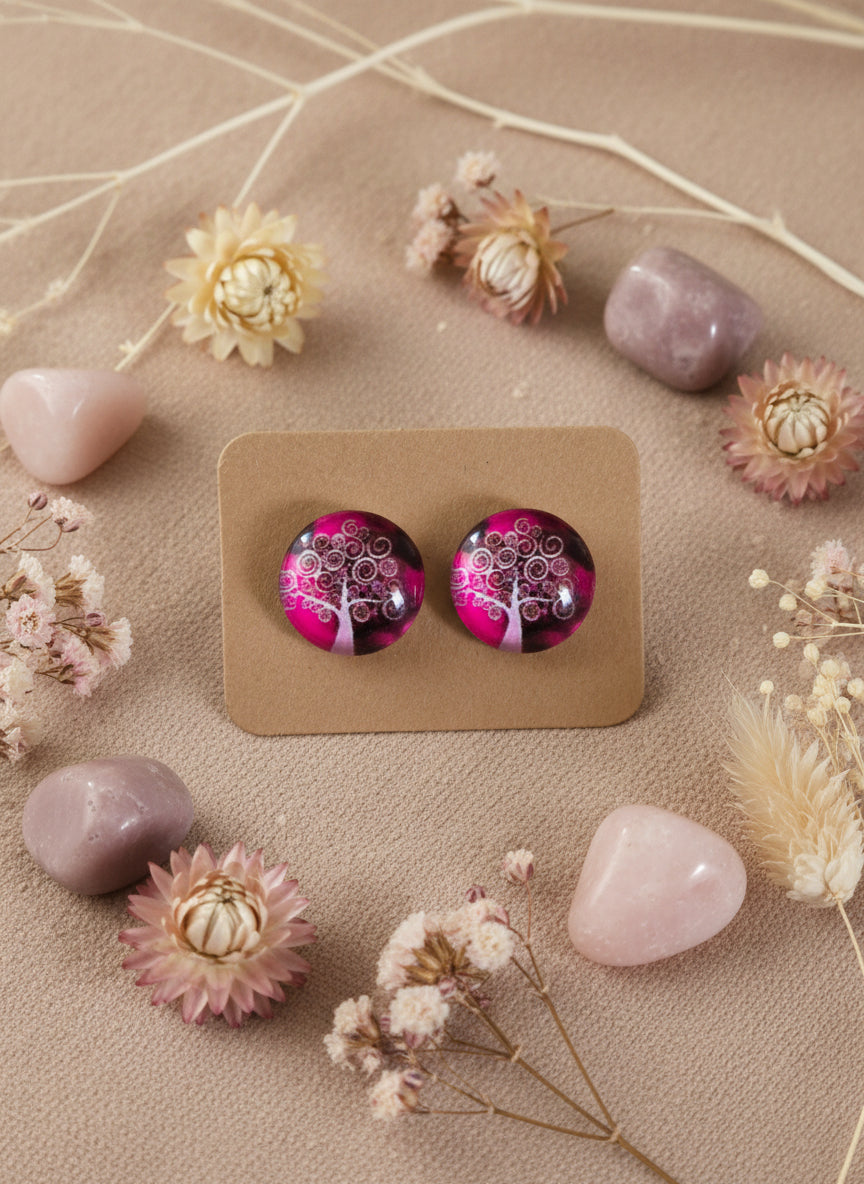 Cabochon Tree of Life Earring