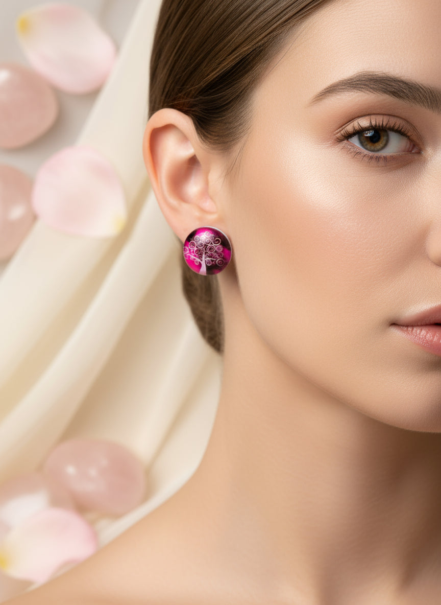 Cabochon Tree of Life Earring