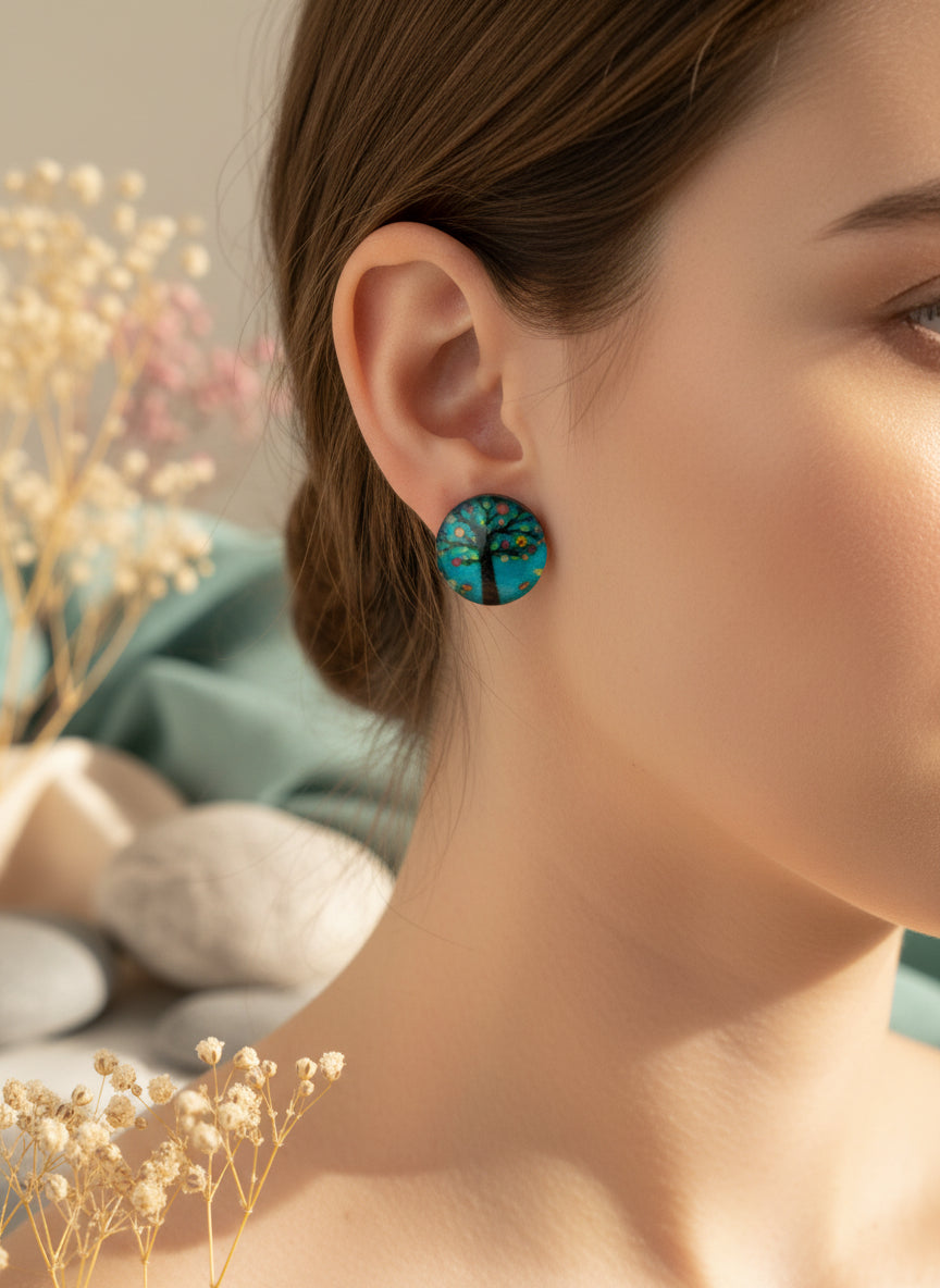 Cabochon Tree of Life Earring