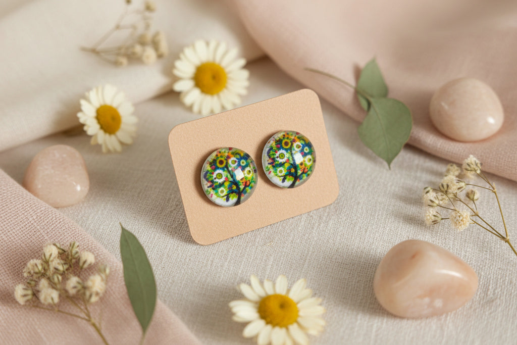 Cabochon Tree of Life Earring