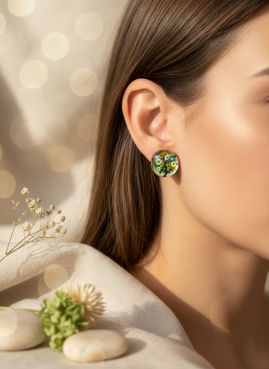 Cabochon Tree of Life Earring