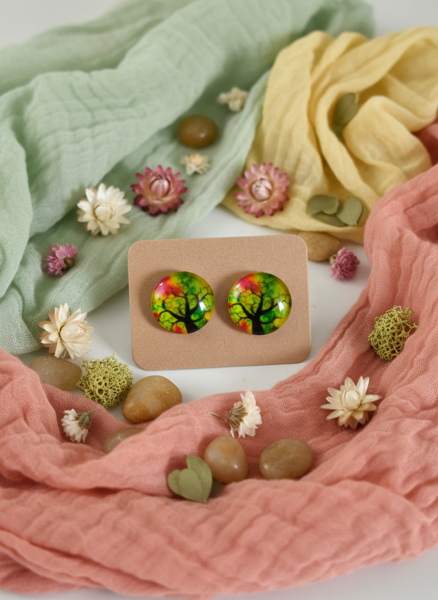 Cabochon Tree of Life Earring