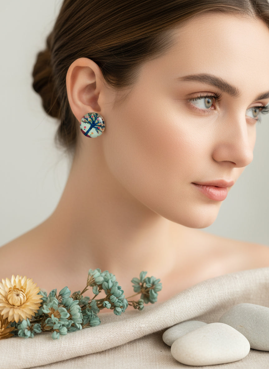 Cabochon Tree of Life Earring