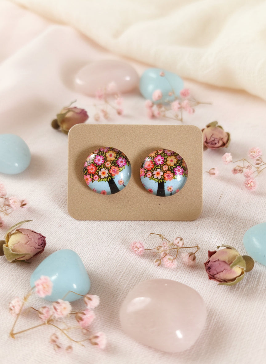 Cabochon Tree of Life Earring