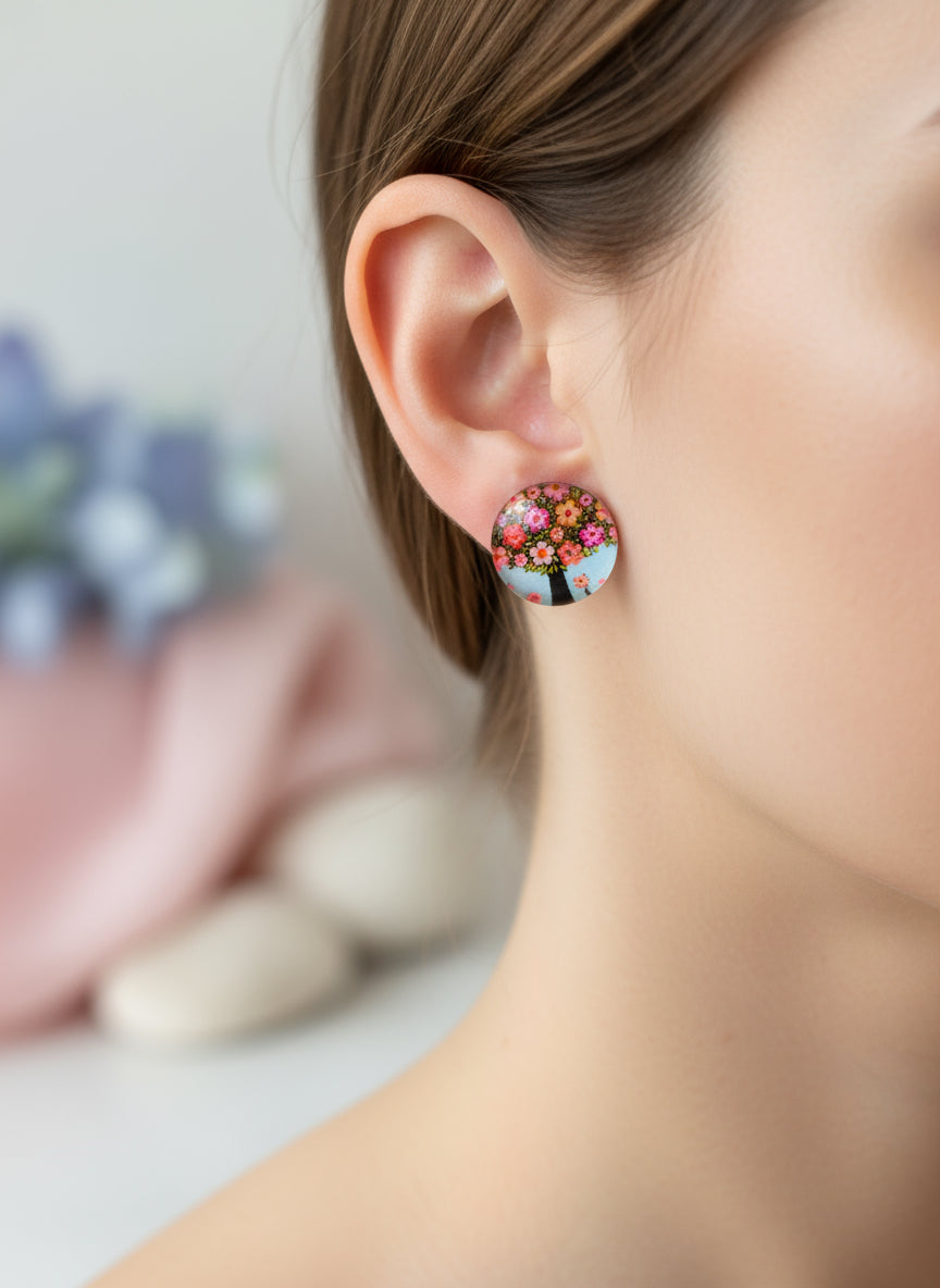 Cabochon Tree of Life Earring