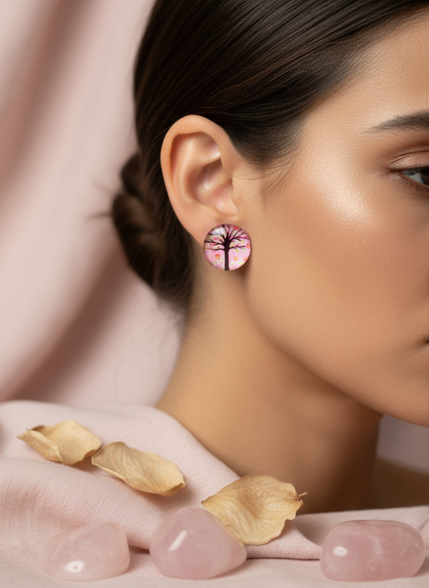 Cabochon Tree of Life Earring