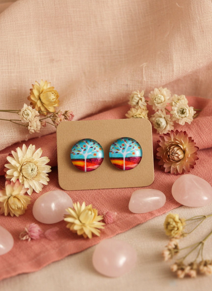 Cabochon Tree of Life Earring