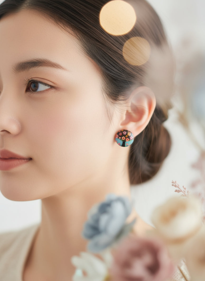 Cabochon Tree of Life Earring