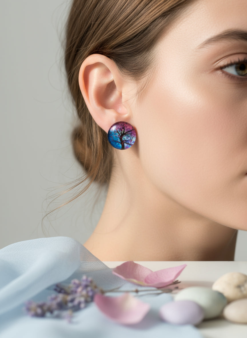 Cabochon Tree of Life Earring