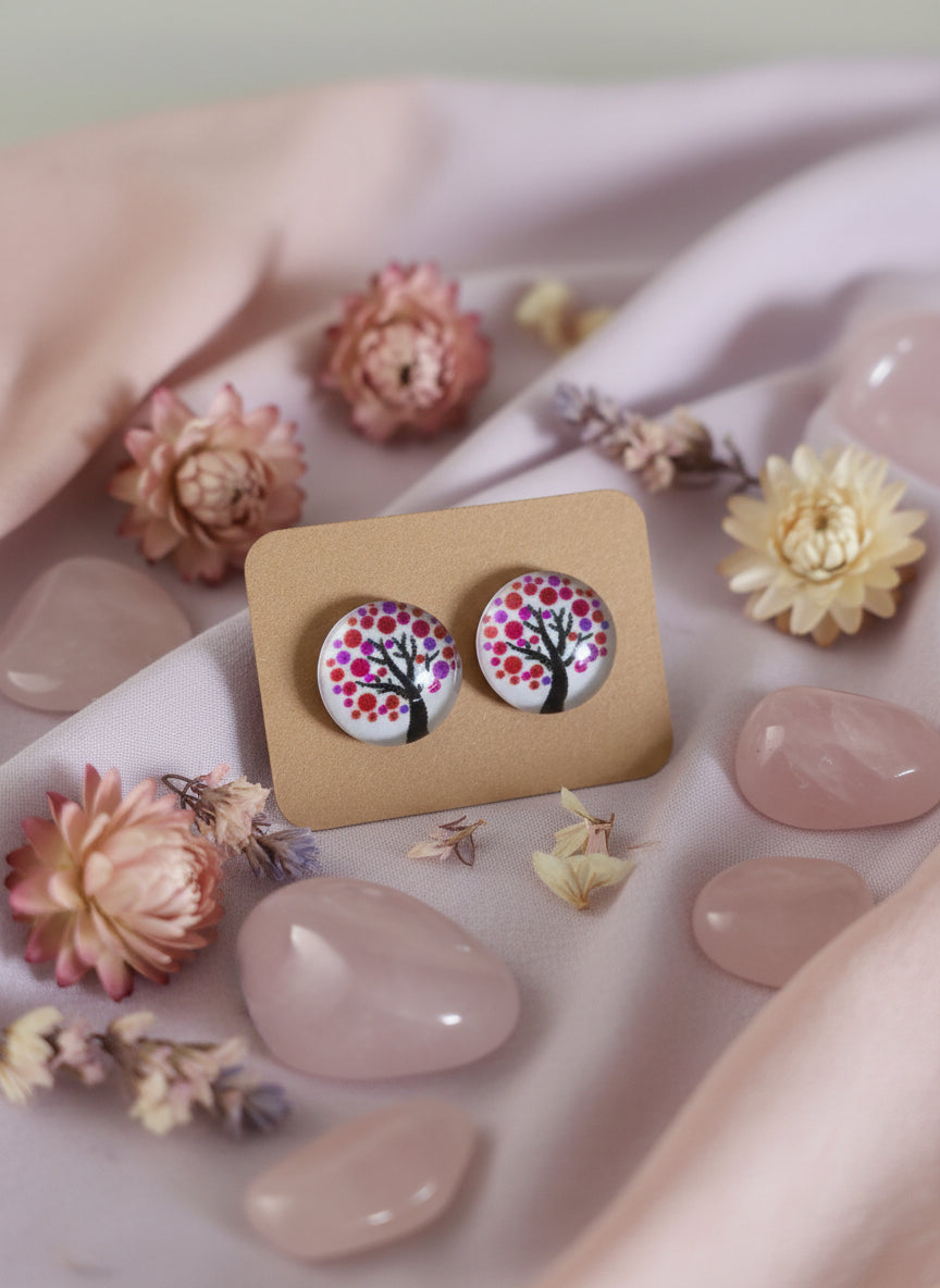 Cabochon Tree of Life Earring