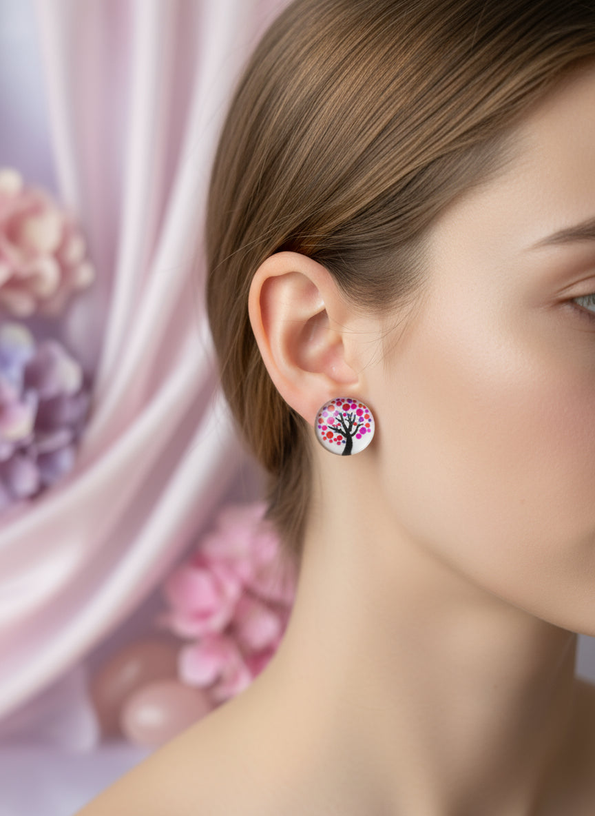 Cabochon Tree of Life Earring