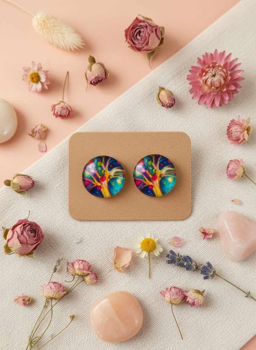 Cabochon Tree of Life Earring