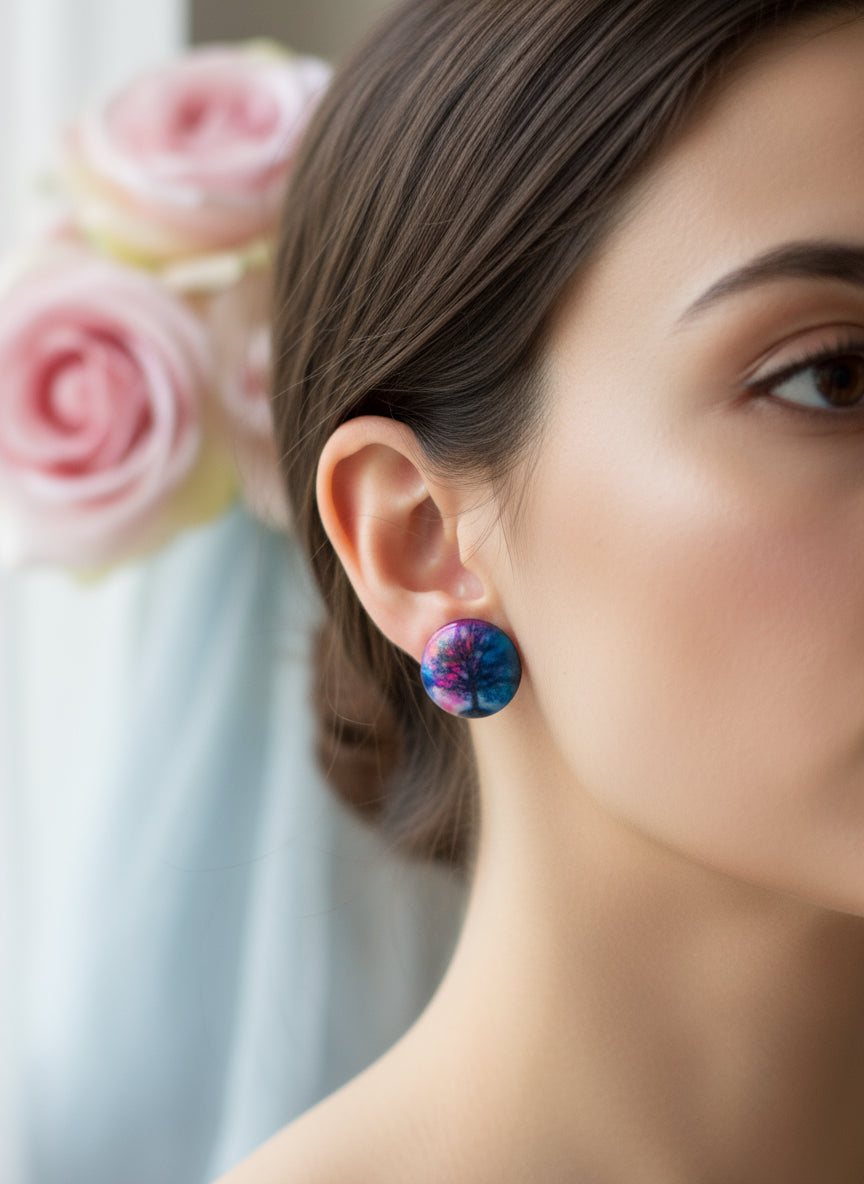 Cabochon Tree of Life Earring