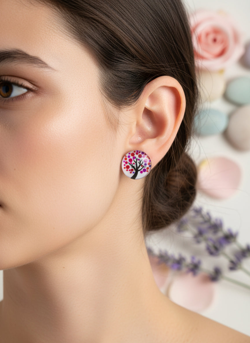 Cabochon Tree of Life Earring