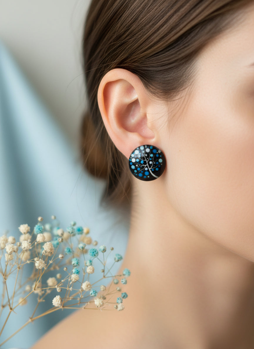 Cabochon Tree of Life Earring