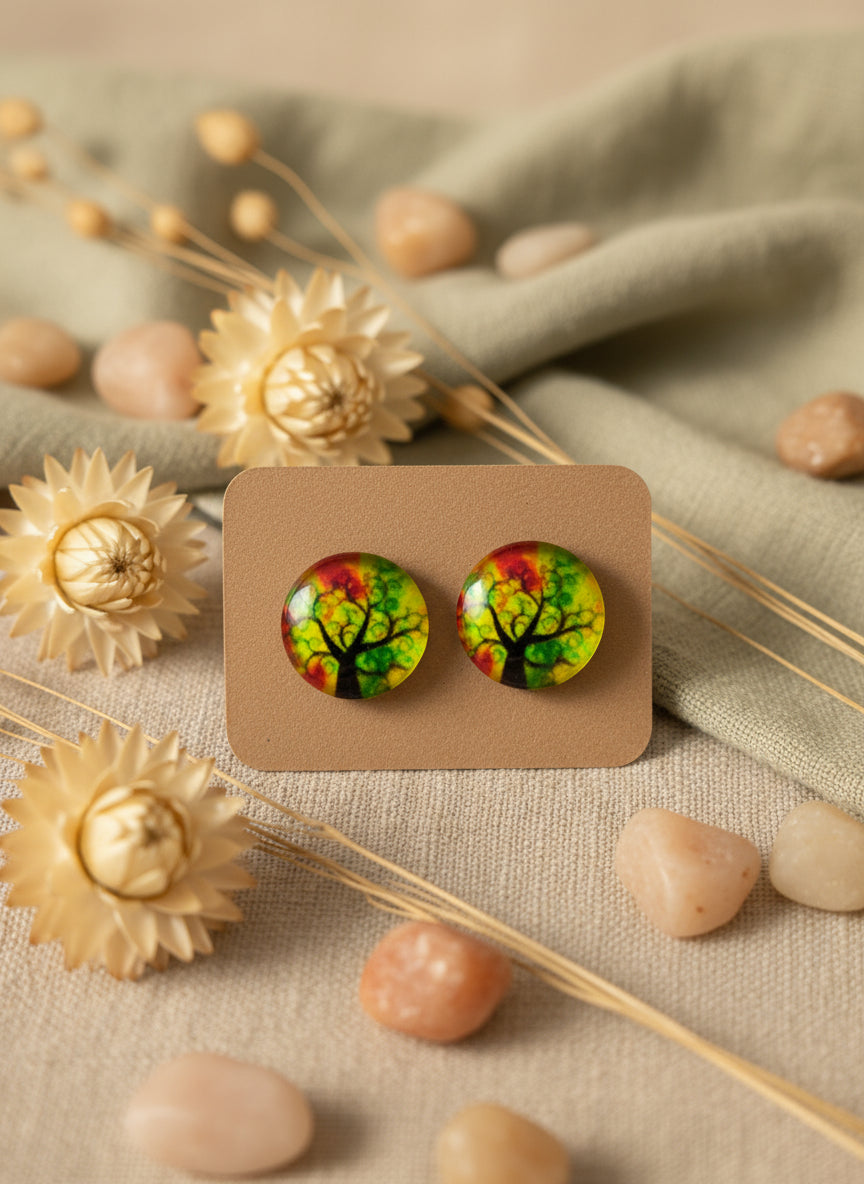 Cabochon Tree of Life Earring