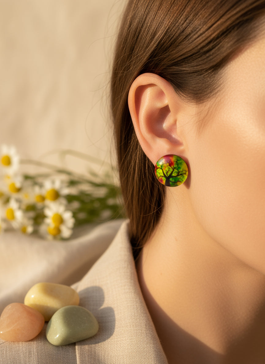 Cabochon Tree of Life Earring
