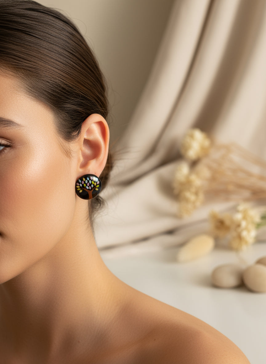 Cabochon Tree of Life Earring