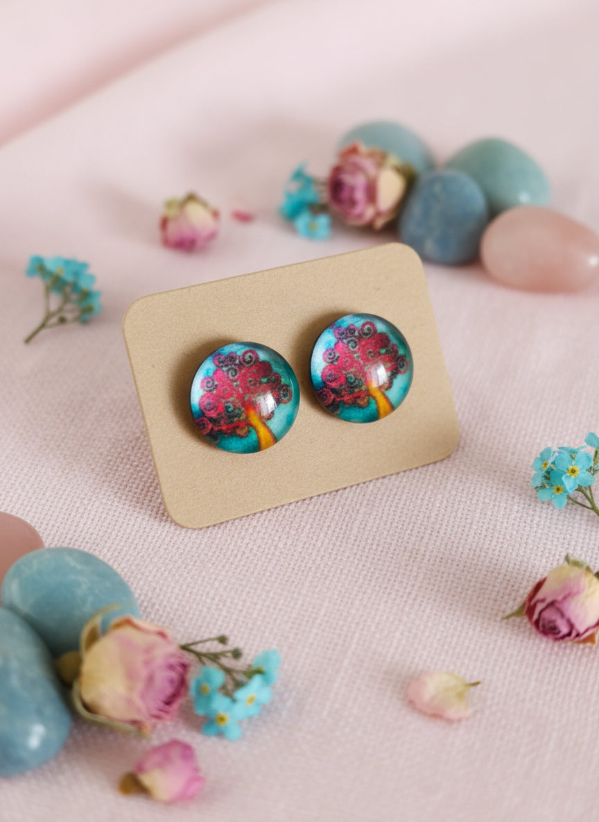 Cabochon Tree of Life Earring