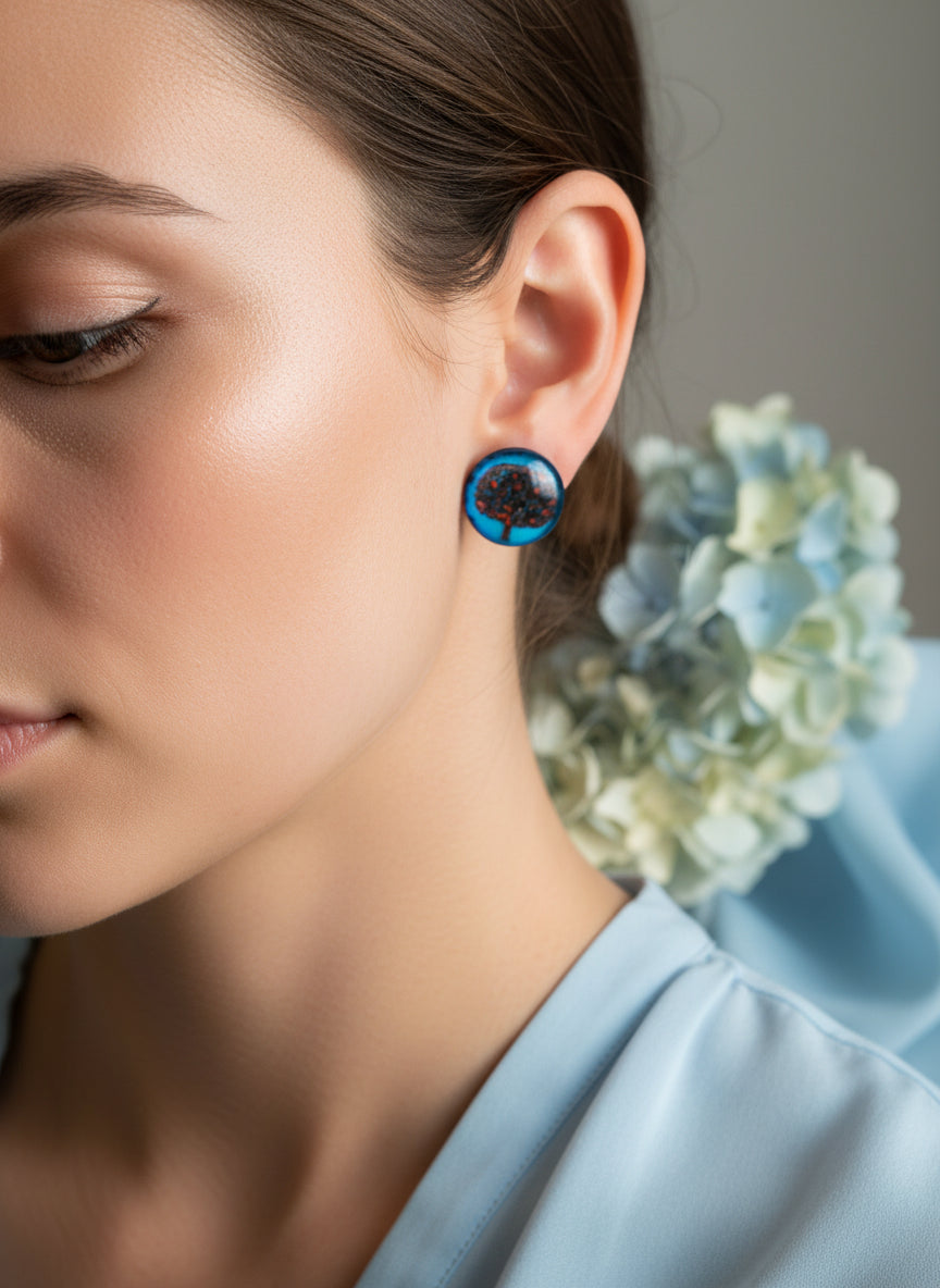 Cabochon Tree of Life Earring