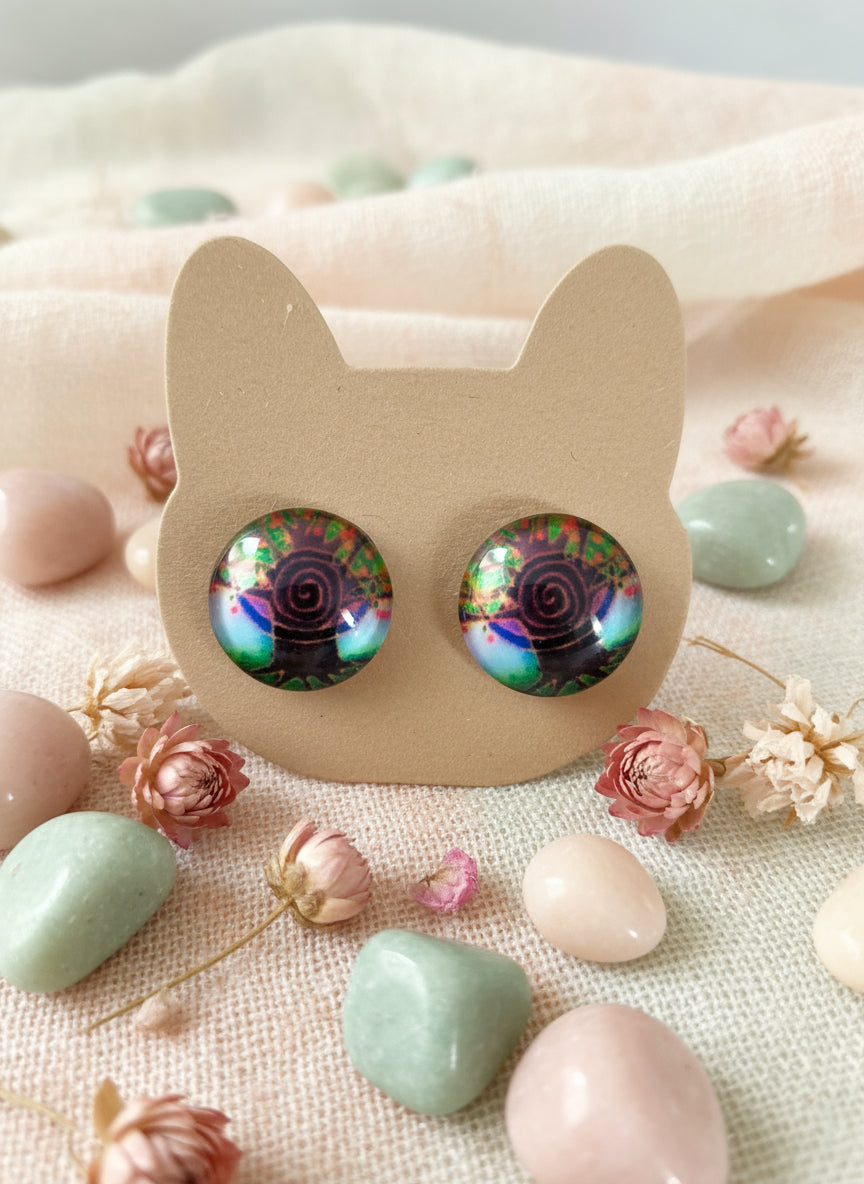 Cabochon Tree of Life Earring