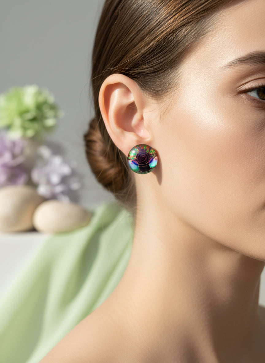 Cabochon Tree of Life Earring