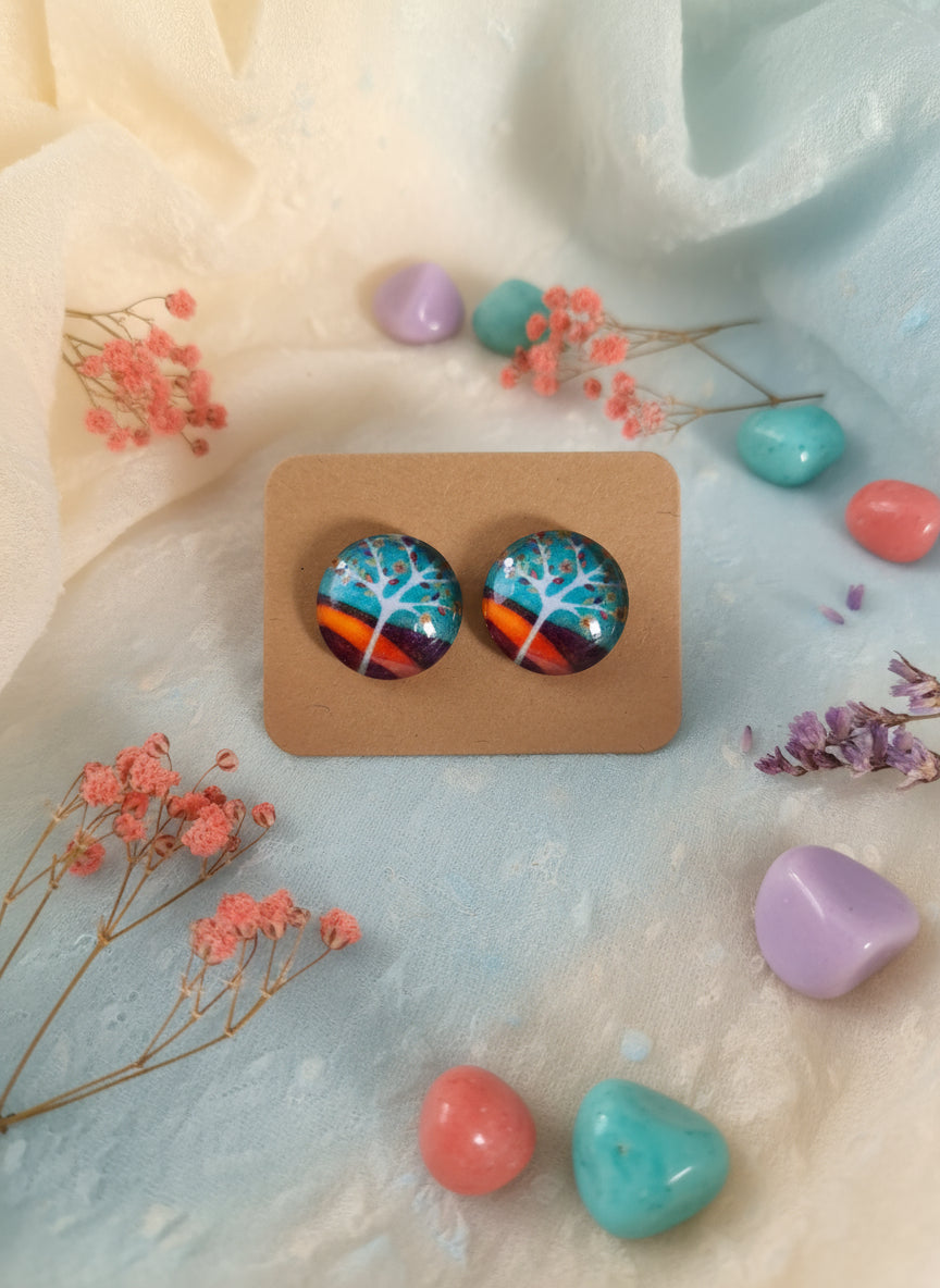 Cabochon Tree of Life Earring