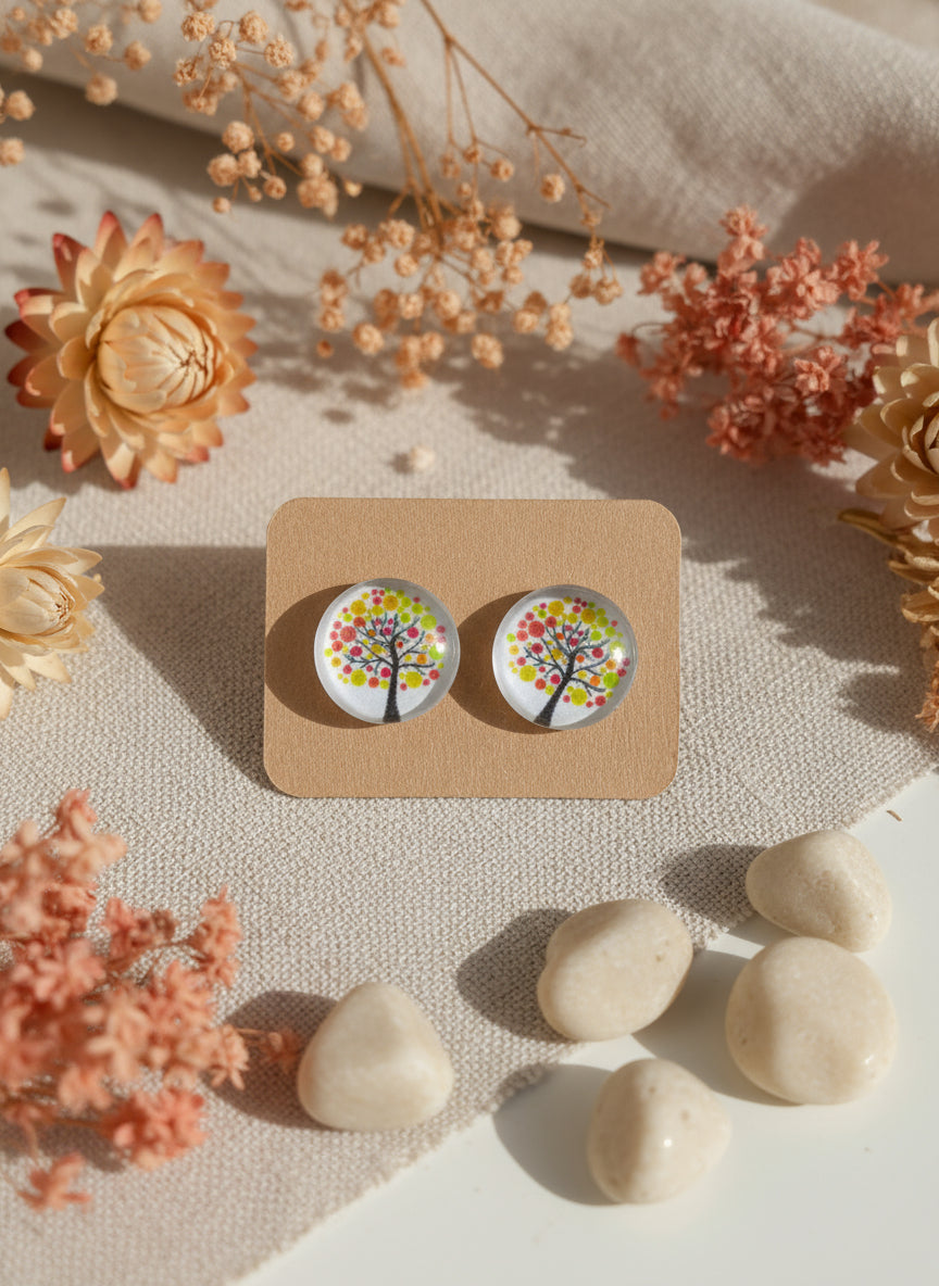 Cabochon Tree of Life Earring