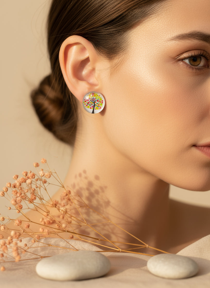 Cabochon Tree of Life Earring