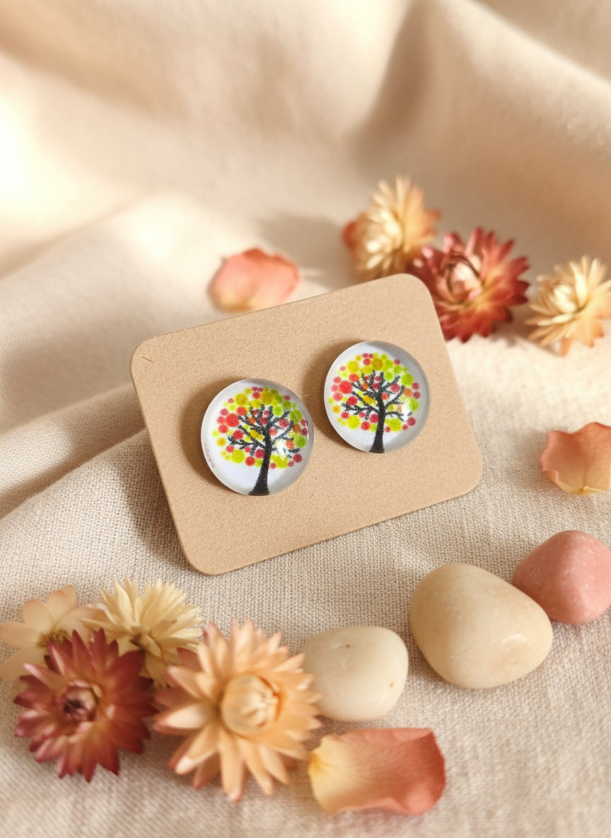 Cabochon Tree of Life Earring