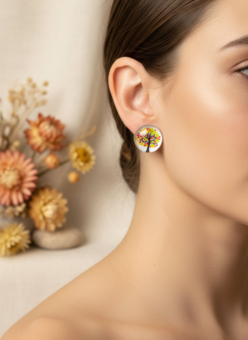 Cabochon Tree of Life Earring