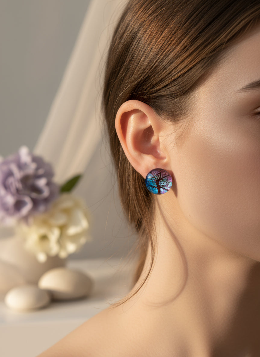 Cabochon Tree of Life Earring