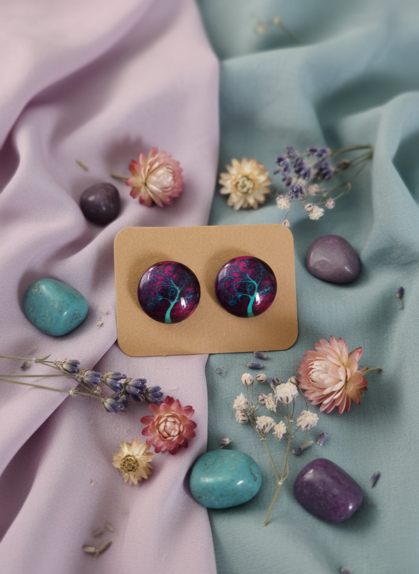 Cabochon Tree of Life Earring