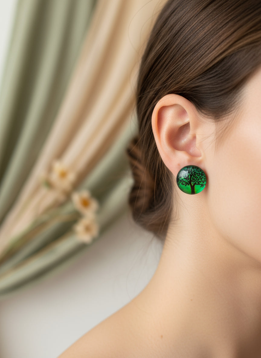 Cabochon Tree of Life Earring
