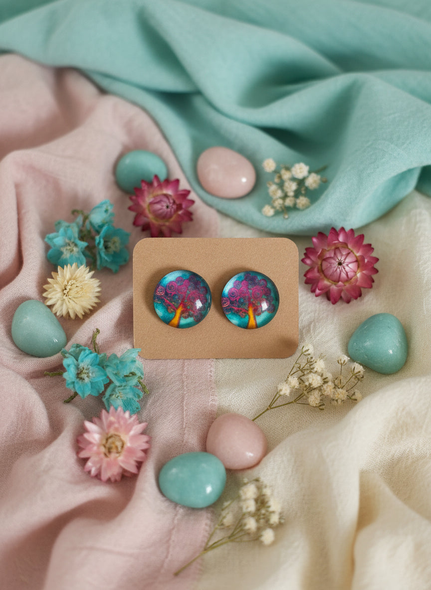 Cabochon Tree of Life Earring