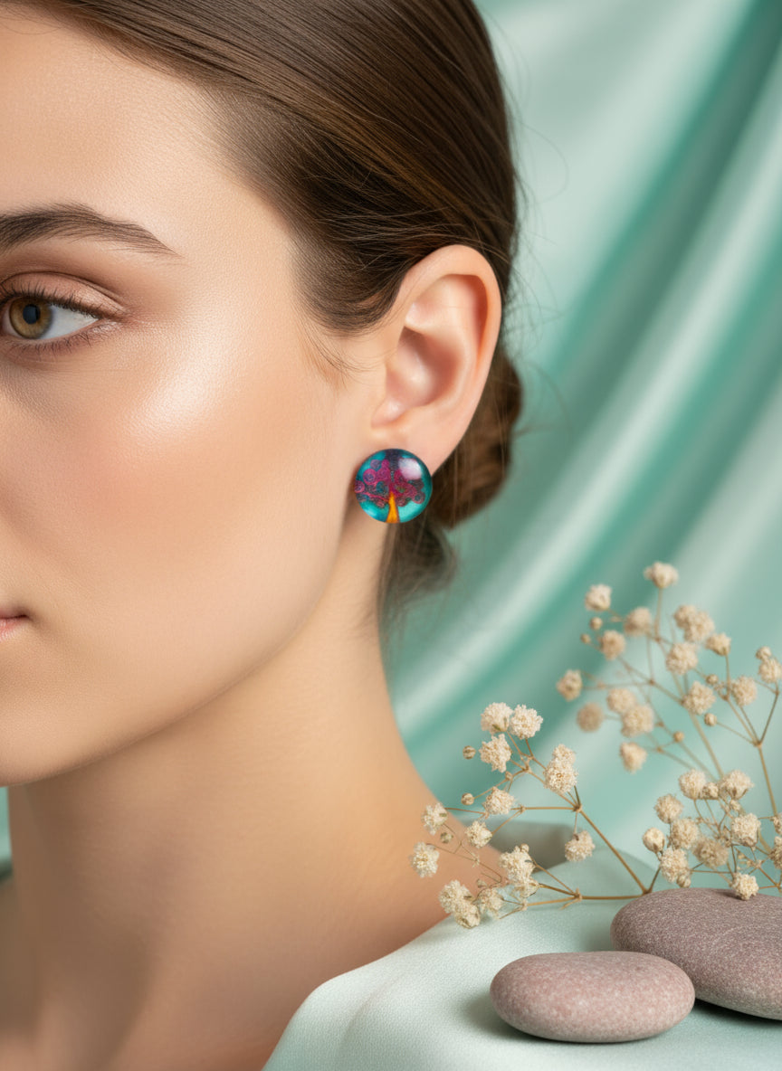 Cabochon Tree of Life Earring