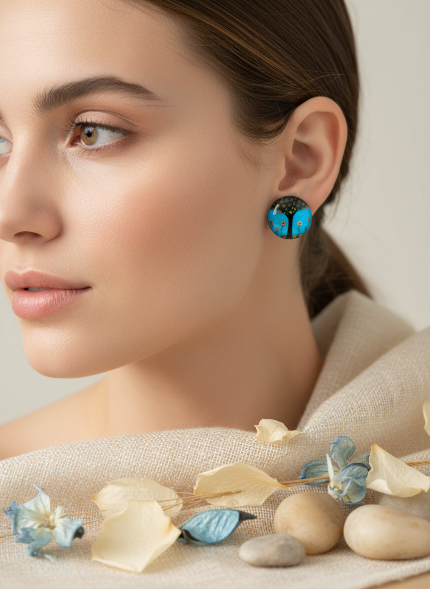 Cabochon Tree of Life Earring
